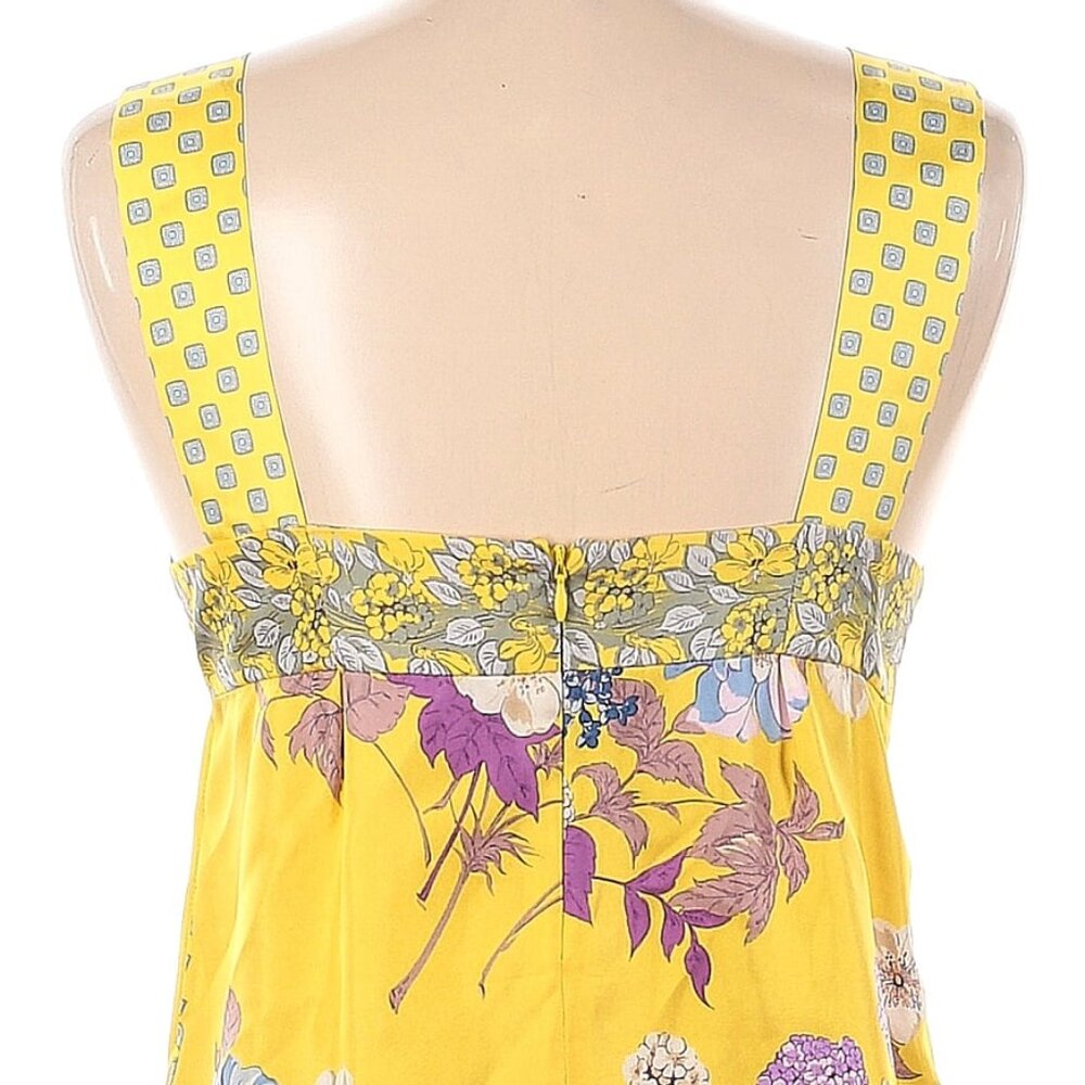 ETRO Yellow Purple Floral Print 100% Silk Sleeveless Blouse Size 42 (US 6) - Picture 4 of 5